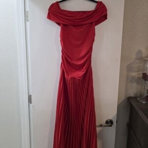Elegant Red Off-Shoulder Dress